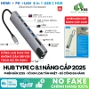 Hub Type C 11 Cổng Nhôm Tản Nhiệt KSS - HDMI, VGA, LAN RJ45, Tai nghe 3.5mm, PD 8