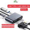 Hub Type C 11 Cổng Nhôm Tản Nhiệt KSS - HDMI, VGA, LAN RJ45, Tai nghe 3.5mm, PD 9