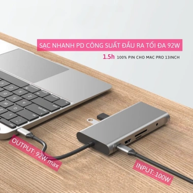 Hub Type-C 11 trong 1: HDMI, VGA, Audio, USB, SD/TF, RJ45 LAN - Giá chỉ 179.000₫
