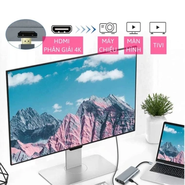Hub Type-C 11 trong 1: HDMI, VGA, Audio, USB, SD/TF, RJ45 LAN - Giá chỉ 179.000₫