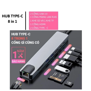 Hub Type-C 11 trong 1: HDMI, VGA, Audio, USB, SD/TF, RJ45 LAN - Giá chỉ 179.000₫ 8 Hub Type-C 11 trong 1: HDMI, VGA, Audio, USB, SD/TF, RJ45 LAN - Giá chỉ 179.000₫ 8