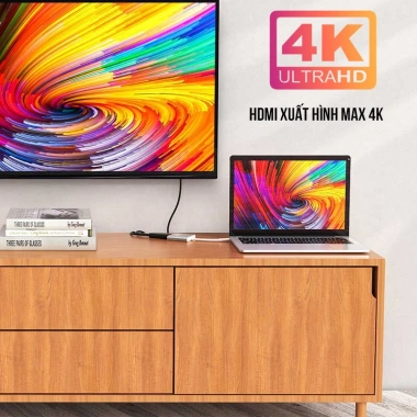 Hub Type C 3in1 - Chuyển Đổi USB‑C sang HDMI 4K, USB 3.0, PD 65W cho MacBook, Samsung Dex - Giá 145.000₫