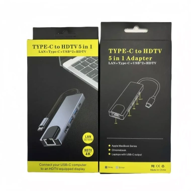 Hub Type C 5/6 in 1 Cổng LAN USB-C sang Gigabit Ethernet, USB 3.0, HDMI, PD - 178.000 VND