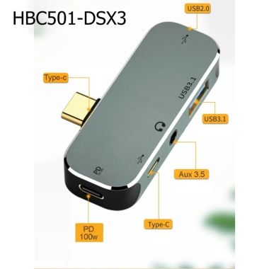 Hub Type-C Đa Năng HPS DSX - Mở Rộng USB, AUX, Sạc PD 100W, Giá Ưu Đãi 99.000₫ 10