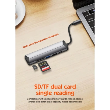 Hub Type-C LDNIO DS-56H 87W PD - HDMI 4K, USB 3.0, TF/SD Card, Giảm giá 335k 7