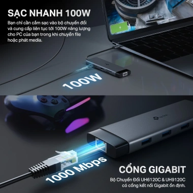 Hub Type C TP-Link UH5.020C - 5 Cổng, HDMI 4K@60Hz, Sạc Nhanh 100W, Giá 450.000đ
