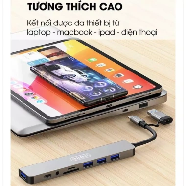 Hub Type C USB 3.0 8 Port, Đọc Thẻ SD/TF 3.5mm, Tương Thích Laptop - 48.000 VND