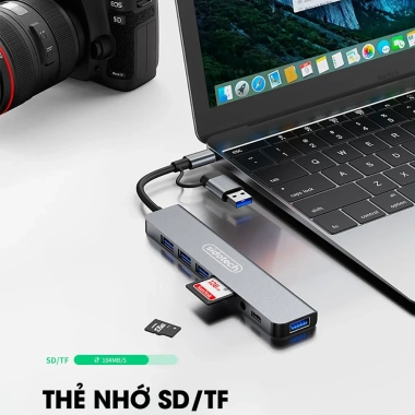 Hub Type C USB 3.0 8 Port SIDOTECH UT8D – Chuyển Đổi 2 Đầu In 1, Đọc Thẻ SD/TF 3.5, Tương Thích Laptop – Giá 165.000đ