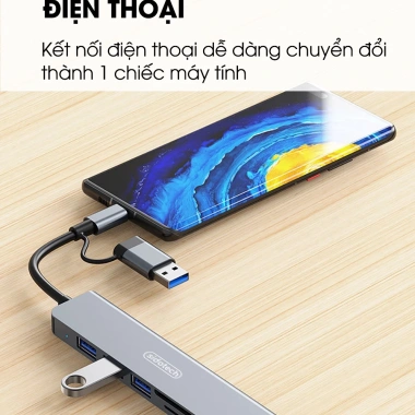 Hub Type C USB 3.0 8 Port SIDOTECH UT8D – Chuyển Đổi 2 Đầu In 1, Đọc Thẻ SD/TF 3.5, Tương Thích Laptop – Giá 165.000đ