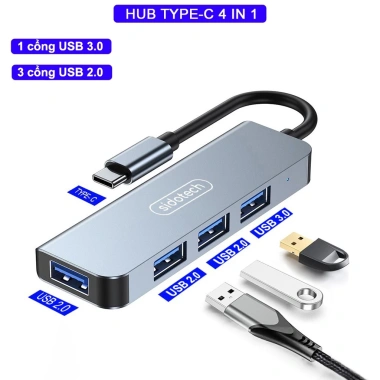 Hub Type C USB 3.0 8 Port SIDOTECH UT8D – Chuyển Đổi 2 Đầu In 1, Đọc Thẻ SD/TF 3.5, Tương Thích Laptop – Giá 165.000đ
