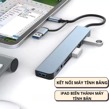 Hub Type C USB 3.0 8 trong 1 – Bộ Chia USB đa năng cho Laptop, PC, Máy In
