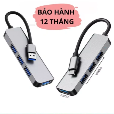 Hub Type C USB 3.0 8 trong 1 – Bộ Chia USB đa năng cho Laptop, PC, Máy In