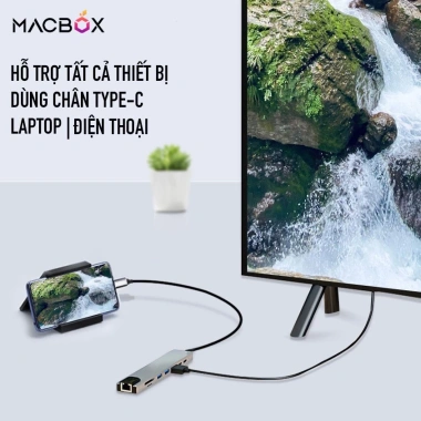 HUB Type C USB 3.0 HDMI, USB, SD/TF, LAN, PD - Giá 99.000đ cho Laptop & Phone