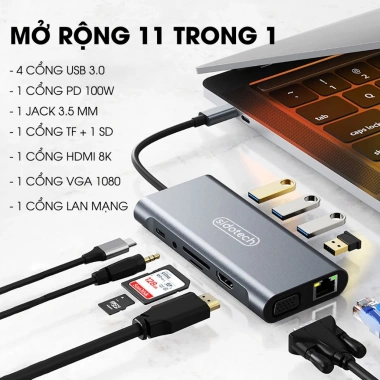 Hub Type C USB 3.0 Sidotech 11 cổng – Kết nối laptop, máy in, điện thoại, máy ảnh, giá chỉ 185.000₫
