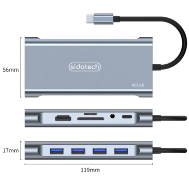 Hub Type C USB 3.0 Sidotech 11 Cổng VGA HDMI SD TF 5Gbps Giá 329.000 VND 9