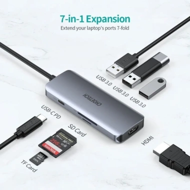 Hub Type‑C 7in1 Choetech HUB‑M19 Chính hãng – HDMI 4K, 3 USB, SD, Giá chỉ 989.000₫ 2 Hub Type‑C 7in1 Choetech HUB‑M19 Chính hãng – HDMI 4K, 3 USB, SD, Giá chỉ 989.000₫ 2
