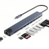 Hub Type‑C 8 trong 1 HDMI TF SD USB RJ45 cho MacBook Laptop Điện thoại - Giá 245.000₫ 2