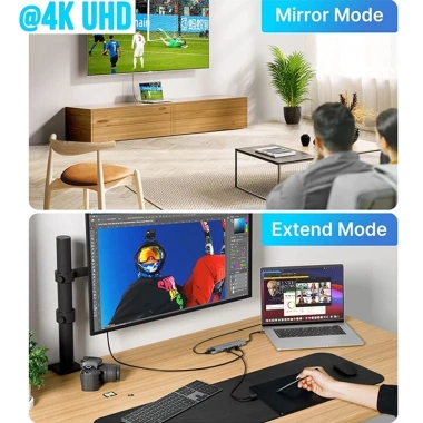 Hub Type‑C 8 trong 1 HDMI TF SD USB RJ45 cho MacBook Laptop Điện thoại - Giá 245.000₫