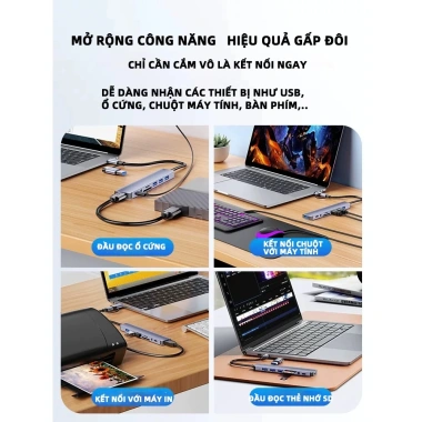 HUB Type‑C & USB 3.0 tốc độ cao – Mở rộng cổng USB, chuyển đổi nhanh cho Laptop, PC, chỉ 164.000₫ 3