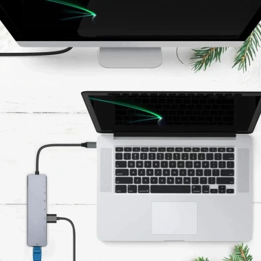 Hub TypeC USB-C 8 trong 1 HDMI RJ45 Ethernet USB 3.0 Đầu đọc TF PD - Siêu rẻ 249k