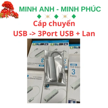 Hub USB 3.0 3 cổng + LAN 1.000Mbps - Giá 29.000₫, tốc độ cao, giảm giá sốc 2