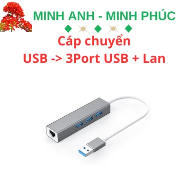 Hub USB 3.0 3 cổng + LAN 1.000Mbps - Giá 29.000₫, tốc độ cao, giảm giá sốc 6