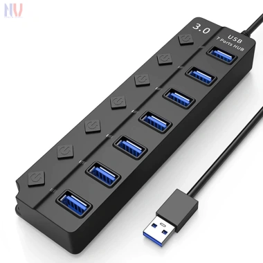 HUB USB 3.0 4 cổng + 7 cổng có công tắc đèn LED, giá chỉ 80.000 đồng