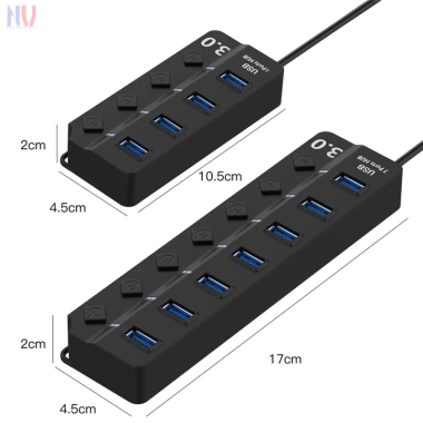 HUB USB 3.0 4 cổng + 7 cổng có công tắc đèn LED, giá chỉ 80.000 đồng