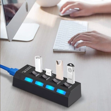 HUB USB 3.0 - Bộ chia 7 Cổng USB + 4 Cổng, Cáp Rời, Công Tắc, Đèn LED, Tặng Adapter 5V 1A 5 HUB USB 3.0 - Bộ chia 7 Cổng USB + 4 Cổng, Cáp Rời, Công Tắc, Đèn LED, Tặng Adapter 5V 1A 5