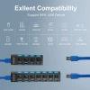 HUB USB 3.0 - Bộ chia 7 Cổng USB + 4 Cổng, Cáp Rời, Công Tắc, Đèn LED, Tặng Adapter 5V 1A 6