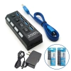 HUB USB 3.0 - Bộ chia 7 Cổng USB + 4 Cổng, Cáp Rời, Công Tắc, Đèn LED, Tặng Adapter 5V 1A 8