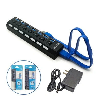 HUB USB 3.0 - Bộ chia 7 Cổng USB + 4 Cổng, Cáp Rời, Công Tắc, Đèn LED, Tặng Adapter 5V 1A 9 HUB USB 3.0 - Bộ chia 7 Cổng USB + 4 Cổng, Cáp Rời, Công Tắc, Đèn LED, Tặng Adapter 5V 1A 9