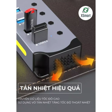 HUB USB 3.0 hợp kim nhôm U3H702 LED RGB cáp chuyển đổi 5Gbps giá 279.000₫ giảm tới 61.380₫