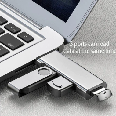 Hub USB 3.0 Kim Loại Đa Cổng 3 trong 1 - Mở Rộng 1 Kéo 3 cho Điện Thoại & Máy Tính, Giá chỉ 66.528₫ 2