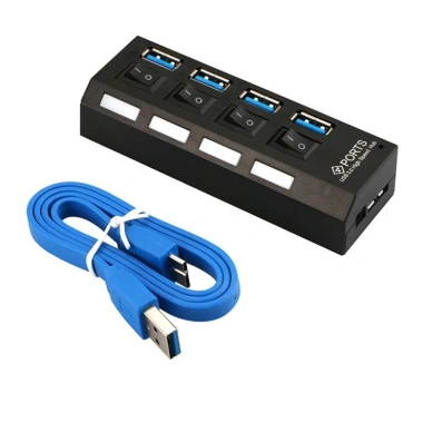 Hub USB 3.0 Superspeed 4 Port có công tắc - Tốc độ cao, Giá ưu đãi 97.500₫
