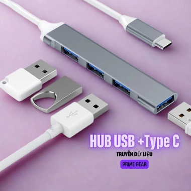 HUB USB 3.0 Type-C 3 cổng + 1 cổng Type-C, sạc nhanh cho điện thoại PC - Giá 15.800 VND