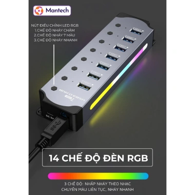 Hub USB 3.0 U3H702 Hợp Kim Nhôm LED RGB – Truyền Dữ Liệu Tốc Độ Cao Đa Năng, Giá 539.000₫ 3