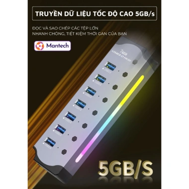 Hub USB 3.0 U3H702 Hợp Kim Nhôm LED RGB – Truyền Dữ Liệu Tốc Độ Cao Đa Năng, Giá 539.000₫ 4