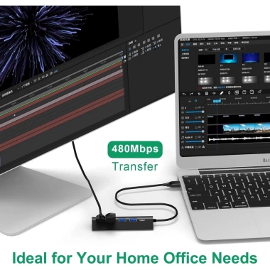 HUB USB 5 trong 1 tốc độ 5Gbps - Ổ cắm mở rộng đa cổng màu hồng, giảm giá 128k