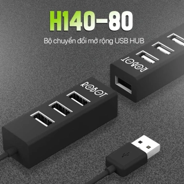 HUB USB Chia 4 Cổng - Dây Nối Dài 80cm - Mở Rộng 4 Cổng USB ROBOT H140-80 Giá Ưu Đãi 69k 2
