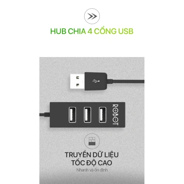 HUB USB Chia 4 Cổng - Dây Nối Dài 80cm - Mở Rộng 4 Cổng USB ROBOT H140-80 Giá Ưu Đãi 69k 5