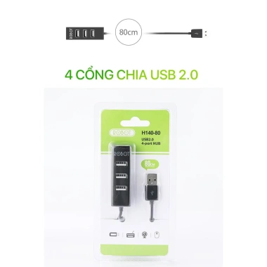HUB USB Chia 4 Cổng - Dây Nối Dài 80cm - Mở Rộng 4 Cổng USB ROBOT H140-80 Giá Ưu Đãi 69k 7