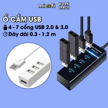 Hub USB Micofi 4 Cổng USB 3.0 5Gbps, Ổ Cắm Điện, Đèn LED - Giá 75.000 VND Hub USB Micofi 4 Cổng USB 3.0 5Gbps, Ổ Cắm Điện, Đèn LED - Giá 75.000 VND