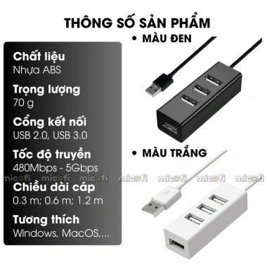 Hub USB Micofi 4 Cổng USB 3.0 5Gbps, Ổ Cắm Điện, Đèn LED - Giá 75.000 VND 8 Hub USB Micofi 4 Cổng USB 3.0 5Gbps, Ổ Cắm Điện, Đèn LED - Giá 75.000 VND 8