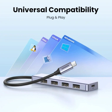 Hub USB Type C 4 Port Ugreen 70.336 CM219 USB 3.0 Trợ Nguồn 5V Ưu Đãi 285.000 VND 5