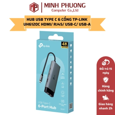 Hub USB Type-C 6 Cổng TP-LINK UH6.120C HDMI RJ45 USB-A Hàng Chính Hãng 589.000₫