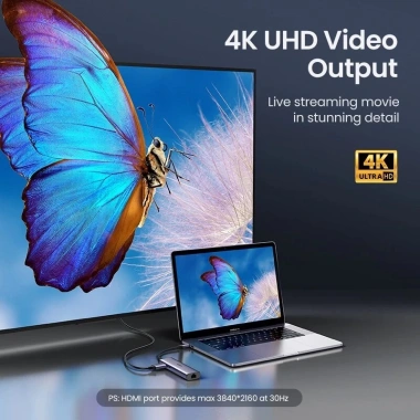 Hub USB Type-C 7 trong 1 Ugreen 90.568 HDMI 4K, USB 3.0, LAN Gigabit, SD/TF, sạc PD 100W 3 Hub USB Type-C 7 trong 1 Ugreen 90.568 HDMI 4K, USB 3.0, LAN Gigabit, SD/TF, sạc PD 100W 3