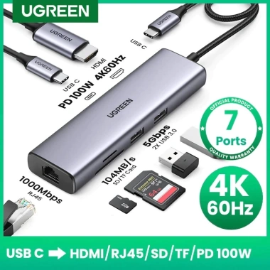 Hub USB Type-C 7 trong 1 Ugreen 90.568 HDMI 4K, USB 3.0, LAN Gigabit, SD/TF, sạc PD 100W 10 Hub USB Type-C 7 trong 1 Ugreen 90.568 HDMI 4K, USB 3.0, LAN Gigabit, SD/TF, sạc PD 100W 10