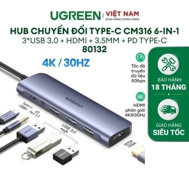 HUB USB Type-C sang HDMI/USB 3.0/SD/TF hỗ trợ sạc Ugreen 70.411 cao cấp, giá 260.000đ 10