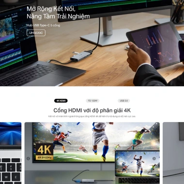 Hub USB Type-C TP-Link UH5.020C 5 Cổng - HDMI 4K 60Hz, Sạc Nhanh 100W, 519.000₫ 5 Hub USB Type-C TP-Link UH5.020C 5 Cổng - HDMI 4K 60Hz, Sạc Nhanh 100W, 519.000₫ 5